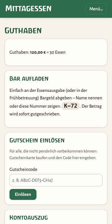 Guthabenseite auf dem Telefon
