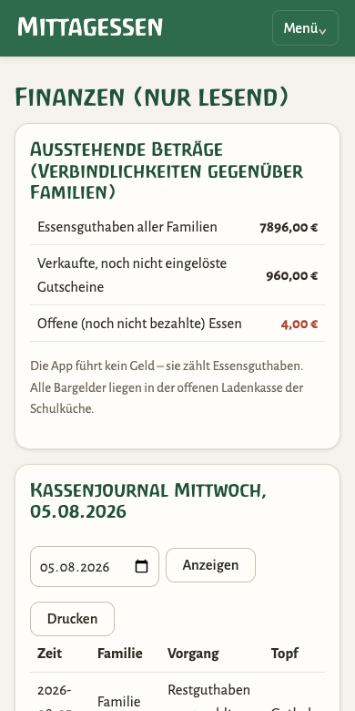 Finanzseite auf dem Telefon