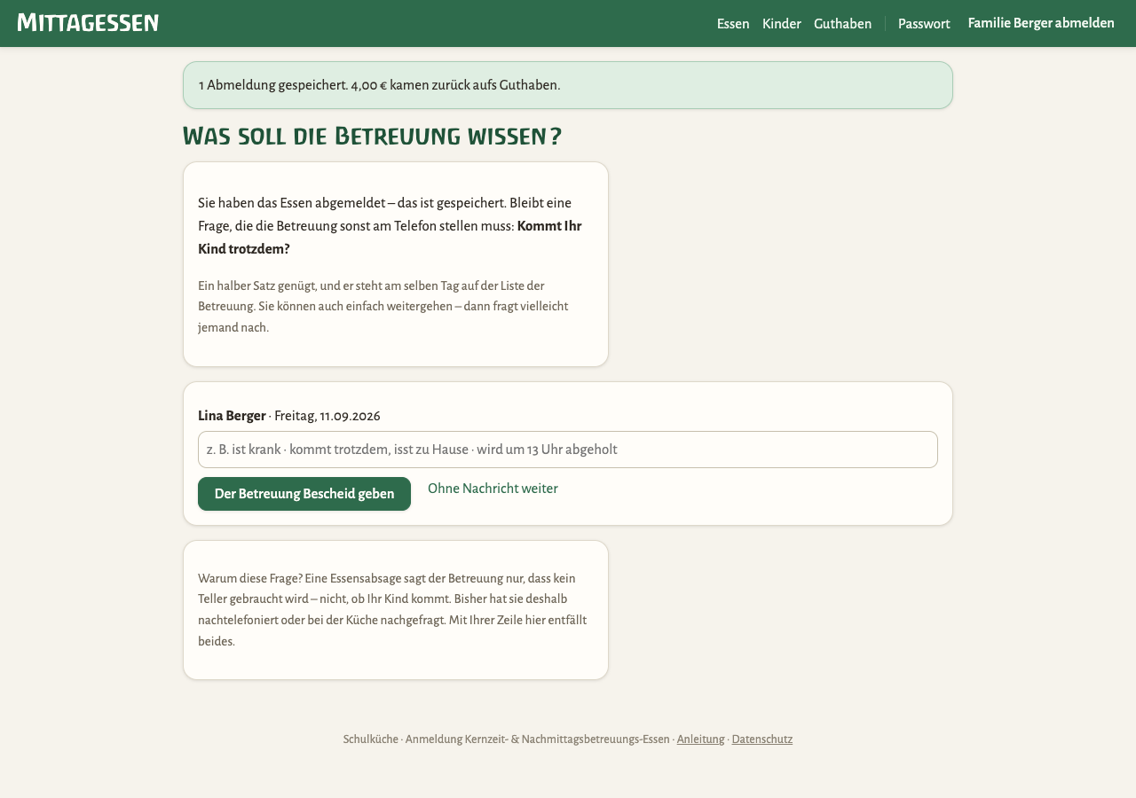 Die Rückfrage der Betreuung
