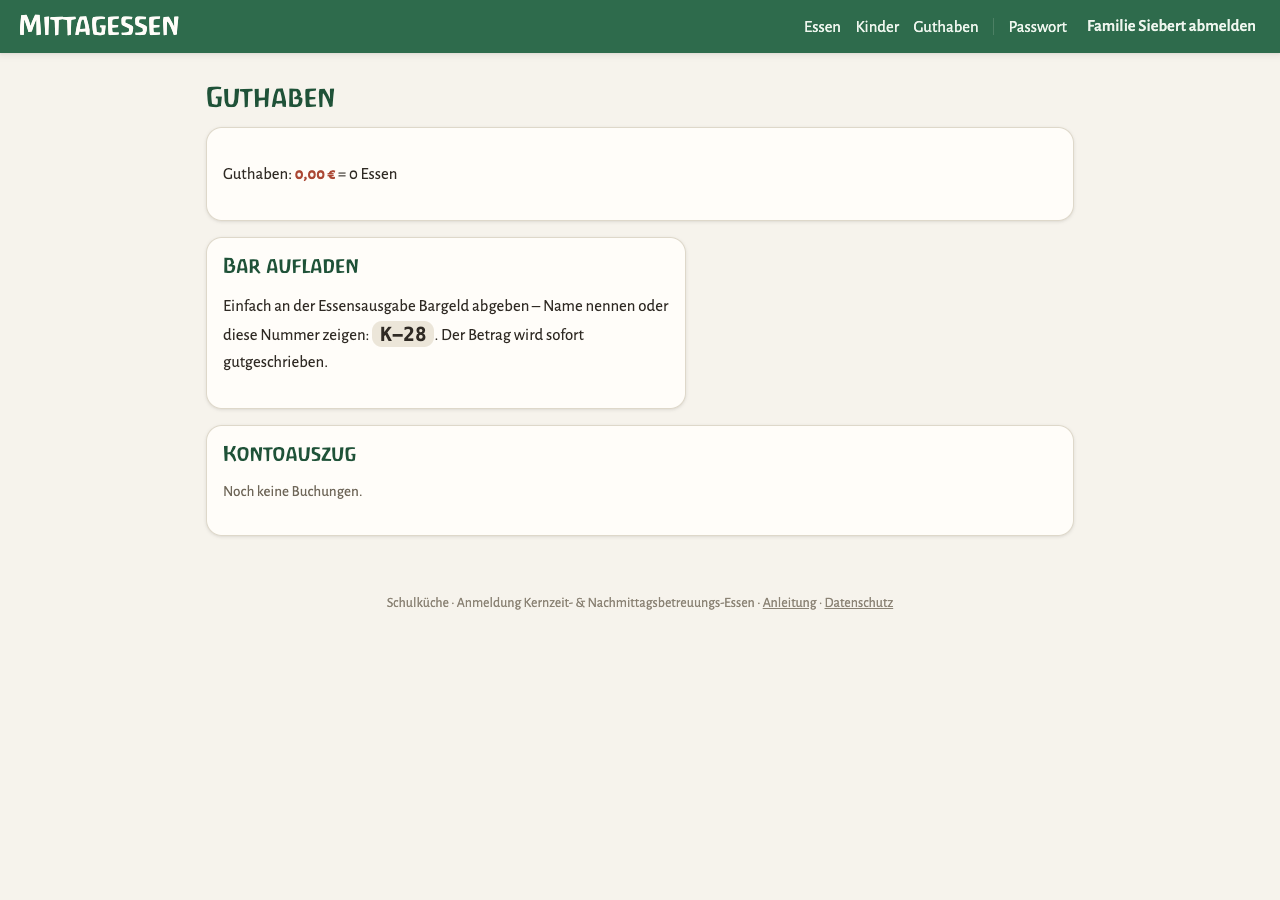 Geld kommt an der Essensausgabe ins Konto